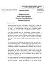 Speaking Points by Mr. Faouzi Bensara, Senior Energy Counsellor, Directorate General for Energy, European Commission