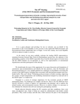 Welcoming Remarks by Mr. Pavel Kafka, Director General General for Economic Cooperation and Culture, Ministry of Foreign Affairs, Czech Republic