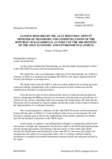 Closing Remarks by the Deputy Minister of Transport and Communications of Kazakhstan, H. E. Mr. Azat Bekturov