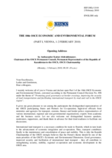 Opening Address by Amb. Kairat Abdrakhmanov, Chairman of the OSCE Permanent Council, Permanent Representative of the Republic of Kazakhstan to the OSCE, OSCE Chairmanship
