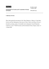 Presentation by Nikola Marjanovic, Ministry of Agriculture, Forestry and Water Management, Directorate for Water, Serbia