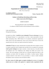 Welcoming Remarks by Mr. Goran Svilanovic