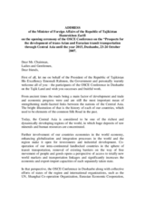 Speech by the Minister of Foreign Affairs of the Republic of Tajikistan