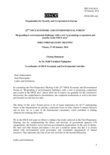 Closing Remarks by Dr. Halil Yurdakul Yigitguden, Co-ordinator of OSCE Economic and Environmental Activities