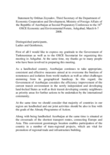 Statement by Orkhan Zeynalov, Ministry of Foreign Affairs, Republic of Azerbaijan