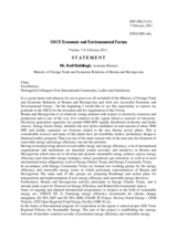 Statement by Mr. Hadzibegic, Assistant Minister, Ministry of Foreign Trade and Economic Relations of Bosnia and Herzegovina