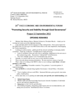 Keynote Address by Mr. Richard Boucher, Deputy Secretary General