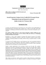 Introductory note and draft agenda for the Second Preparatory Seminar for the Twelfth OSCE Economic Forum