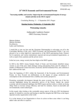 Welcoming Remarks by H.E. Lamberto Zannier, OSCE Secretary General