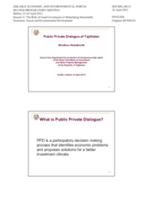 Presentation by Mr. Kholikov Abdukholik, Head of the Department for Protection of Entrepreneurship Rights of the State Committee on Investment and State Property Management