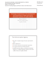 Presentation by Ms. Marijana Obradovic, The Anti-Corruption Agency