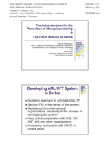 Presentation by Mr. Milovanovic, Administation for the Prevention of Money Laundering and Mr. Meyer, OSCE Mission to Serbia