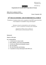 Summary note of recommendations and conclusions, based on 1st and 2nd preparatory meetings of the 19th EEF, Prepared by the Office of the Co-ordinator of OSCE Economic and Environmental Activities