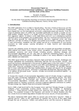 Economic and Environmental Confidence- and Peace-building Measures and the Role of the OSCE