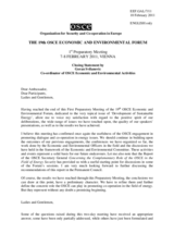 Closing Remarks by Mr. Svilanovic, Co-ordinator of OSCE Economic and Environmental Activities