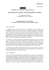 Opening Remarks by Mr. Svilanovic, Co-ordinator of OSCE Economic and Environmental Activities