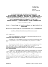Statement by Panelist Mr. Tultabayev, Deputy Director of Environmental Policies and Sustainable Development, Ministry of Environmental Protection, Kazakhstan