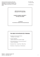 Presentation by Keynote Speaker Mr. Spencer, Vice Chairman, Institute for Environmental Security