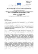 Statement in the Concluding Debate by Mr. Goran Svilanovic, Co-ordinator of OSCE Economic and Environmental Activities