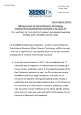 Talking Points for Mr. Petros Efthymiou, Chairman of the Second General Commiteee of the OSCE PA