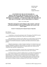 Statement by Mr. Davit Hakobyan, Deputy Head, Migration Agency at the Ministry of Territorial Administration, Armenia