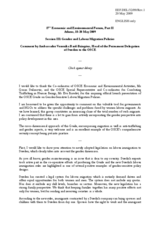 Comment by Ambassador Veronika Bard-Bringeus, Head of the Permanent Delegation of Sweden to the OSCE