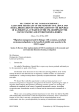 Presentation by Ms. Tamara Duisenova, Secretary General, Ministry of Labour and Social Protection of Population, Kazakhstan