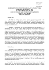 Statement by Monsignor Miroslaw S. Wachowski, Holy See