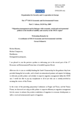 Welcoming Remarks by Mr. Goran Svilanovic, Co-ordinator of OSCE Economic and Environmental Activities