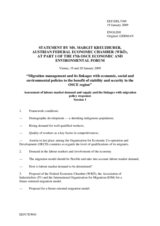 Presentation by Ms. Kreuzhuber, Delegate for Migration and Integration, Austrian Federal Economic Chamber