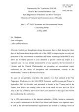 Statement by Vyacheslav Galas, Head of the External Relations Unit, State Department of Maritime and River Transport, Ministry of Transport and Communications