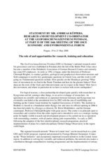 The role of and opportunities for research, training and education