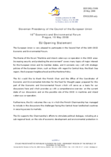 Opening Statement by the Slovenian Presidency of the Council of the European Union