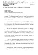 Welcoming Remarks by Mr. Tomas Pojar, First Deputy Minister of Foreign Affairs