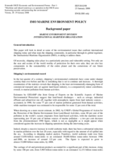Background Paper on the IMO Marine Environment Policy