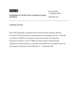 Presentation by Mr. David Normania, Chairman, Board of Association of Young Economists, Georgia (PC.NGO/39/07)