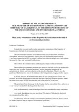 Report by Mr.Alzhan Braliev, Vice Minister of Environment Protection, Kazakhstan