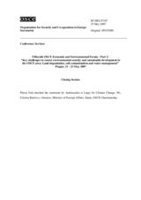 Statement by Ambassador at Large for Climate Change, Cristina Barrios y Almazor, Ministry of Foreign Affairs, Spain, OSCE Chairmanship (es)