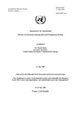 Statement by Mr Kaj Barlund, Director, Environment, Housing and Land Management Division on behalf of Mr. Marek Belka, Executive Secretary, United Nation Economic Commission for Europe