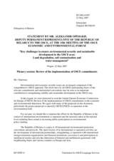 Statement by Aleksandr Opimakh, Deputy Permanent Representative of the Republic of Belarus to the OSCE
