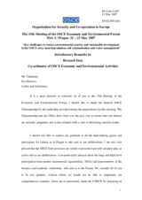 Introductory Remarks by Bernard Snoy, Co-ordinator of OSCE Economic and Environmental Activities