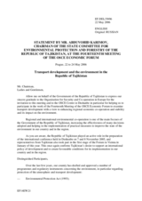 Statement by Mr. Abdubohid Karimov, Chairman of the State Committee for Environmental Protection and Forestry of the Republic of Tajikistan
