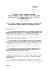 Statement by Mr. Musa Panahov, Deputy Minister of Transport of the Azerbaijani Republic