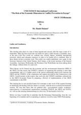 Role of the Economic Dimension in Conflict Prevention in Europe