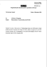 Memorandum of Understanding between the Secretariat of the OSCE and the Secretariat of the United Nations Economic Commission for Europe