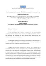 Closing statement by Goran Svilanovic, Co-ordinator of OSCE Economic and Environmental Activities