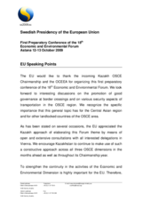Speaking points by the Swedish Presidency of the EU