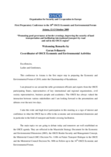 Opening speech by Goran Svilanovic, Co-ordinator of OSCE Economic and Environmental Activities