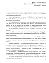 Opening speech by Ayat Bekturov, Vice-Minister of Transport and Communications, Kazakhstan