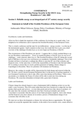 Presentation by Ambassador Mikael Eriksson, Energy Policy Co-ordinator, Ministry of Foreign Affairs, Sweden, representing EU Presidency